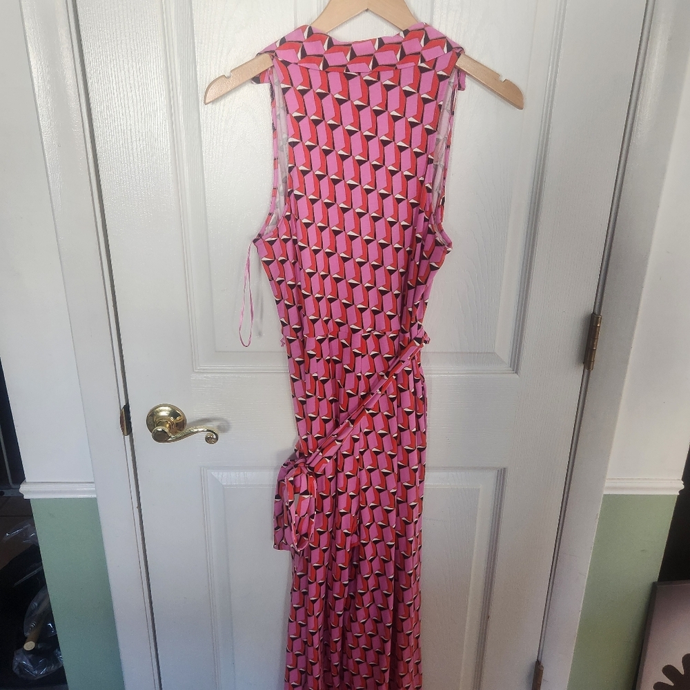 Diane Von‎ Furstenberg Target Collared Sleeveless Pink Geo Jumpsuit Size Medium - Picture 9 of 9
